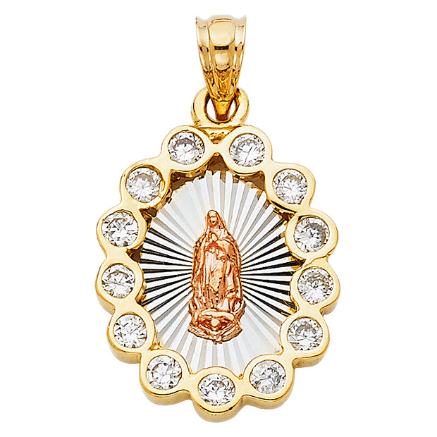 14K CZ OUR LADY OF GUADALUPE PENDANT