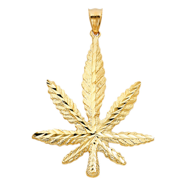 14K Marijuana Leaf Pendant