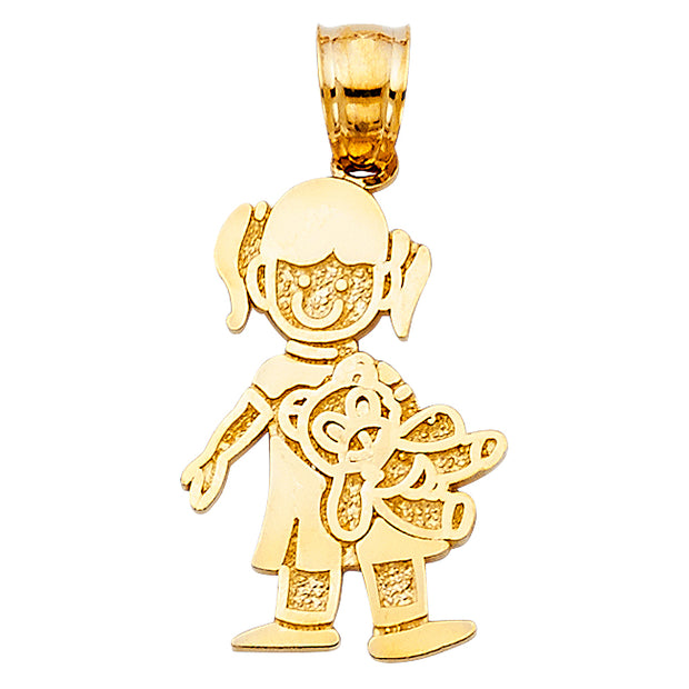 14K Girl with Doll Pendant