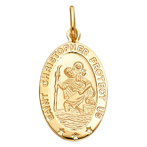 14K ST. CHRISTOPHER OVAL MEDAL