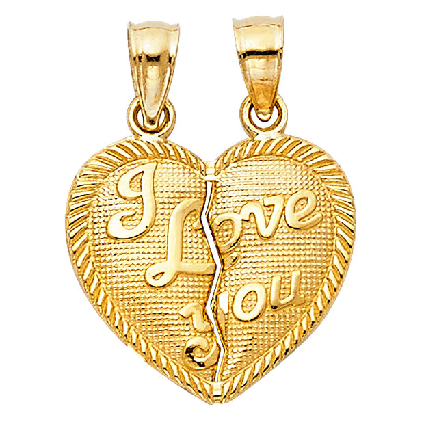 14K  "I Love You" Couples Heart Pendant