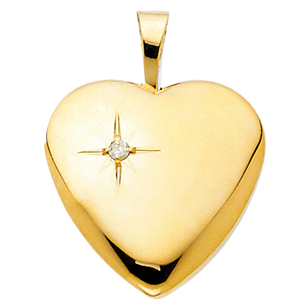 14K Diamond Accent Heart Locket Pendant
