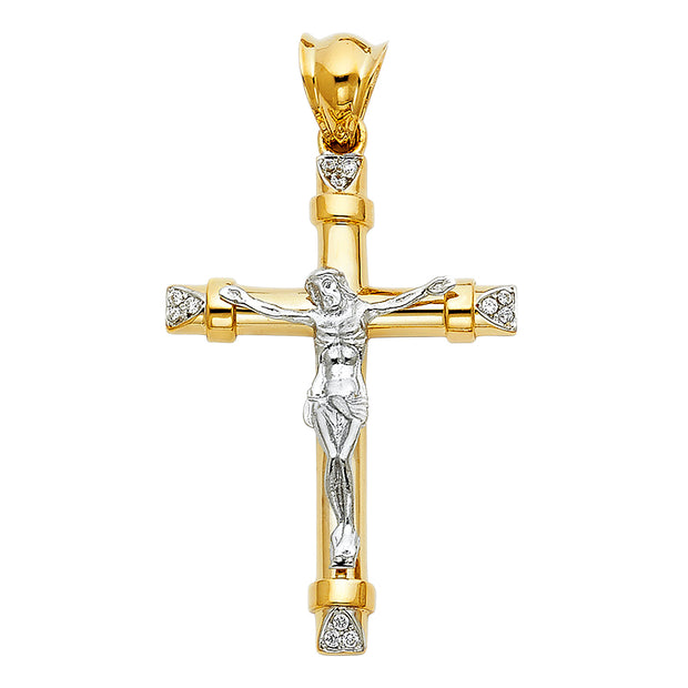 14K CZ FANCY CRUCIFIX PENDANT