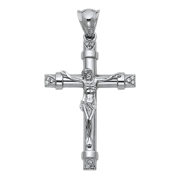 14K CZ Religious Crucifix Pendant