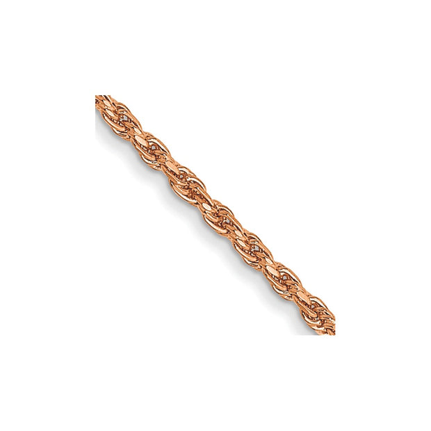 14k Rose Gold 1mm D/C Machine-made Rope Chain