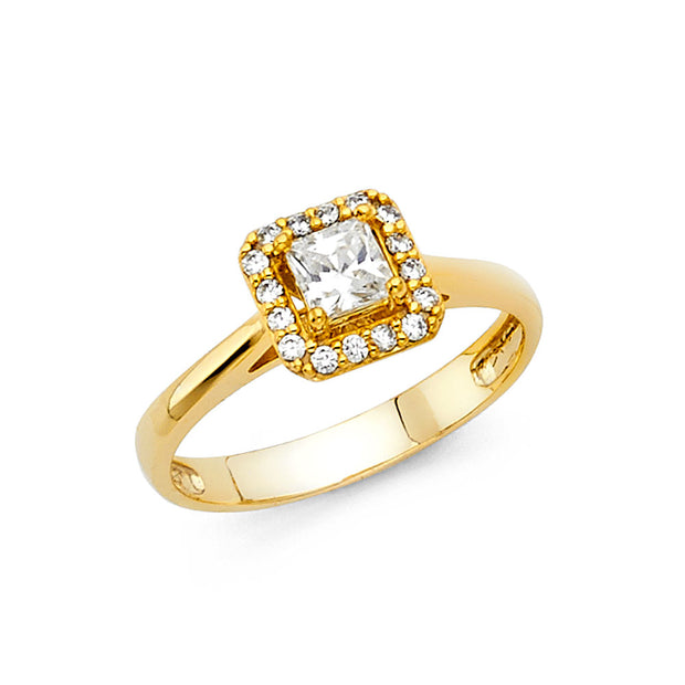 14K GOLD SIMULATED DIAMOND ENGAGEMENT RING
