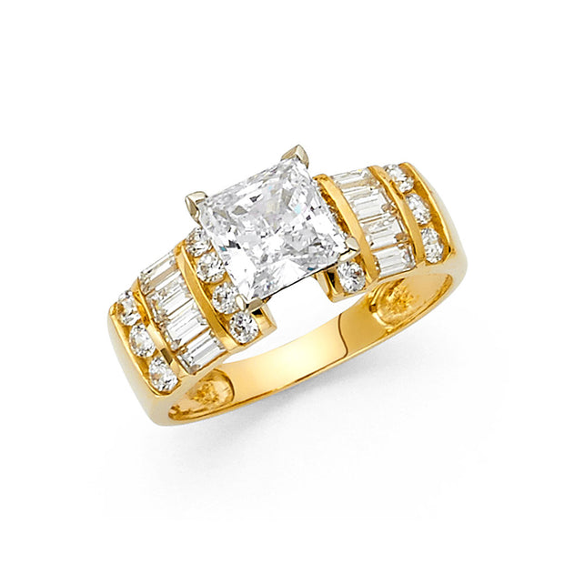 14K GOLD SIMULATED DIAMOND ENGAGEMENT RING