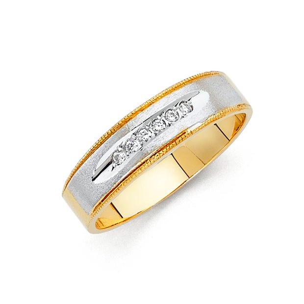 14K CZ WEDDING BAND MEN