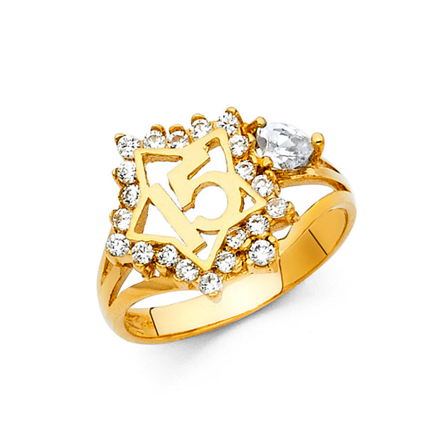 14KY CZ 15YEARS RING