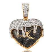 10K 2.75CTW DIAMOND AND QUARTZ DRIPPING HEART PENDANT WITH WINGS
