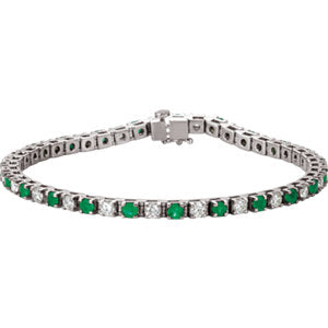 14K White Emerald & 2 3/8 CTW Diamond Bracelet