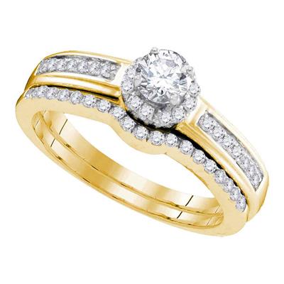 10K DIAMOND BRIDAL WEDDING RING SET 1/2 CTTW