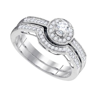 10K DIAMOND BRIDAL WEDDING RING SET 1/2 CTTW