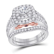 14K DIAMOND BRIDAL WEDDING RING SET 1-1/2 CTW (CERTIFIED)