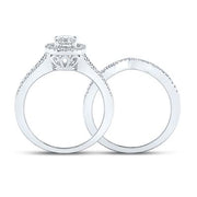 14K WHITE GOLD ROUND DIAMOND BRIDAL WEDDING RING SET 1 CTTW (CERTIFIED)