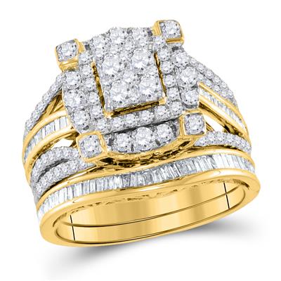 14K DIAMOND BRIDAL WEDDING RING SET 1-3/4 CTTW