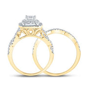 14K PRINCESS DIAMOND BRIDAL WEDDING RING SET 1-1/5 CTTW (CERTIFIED)