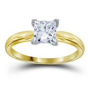 14K YELLOW GOLD PRINCESS DIAMOND SOLITAIRE EXCELLENT+ BRIDAL RING 3/4 CTTW (CERTIFIED)