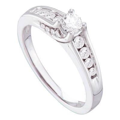 14K WHITE GOLD ROUND DIAMOND SOLITAIRE BRIDAL ENGAGEMENT RING 1/2 CTTW (CERTIFIED)