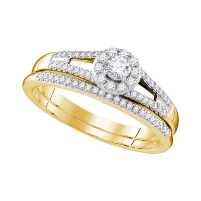 10K DIAMOND BRIDAL WEDDING RING SET 1/3 CTTW