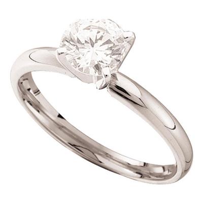 14K WHITE GOLD ROUND DIAMOND SOLITAIRE SUPREME BRIDAL RING 1/2 CTTW (CERTIFIED)