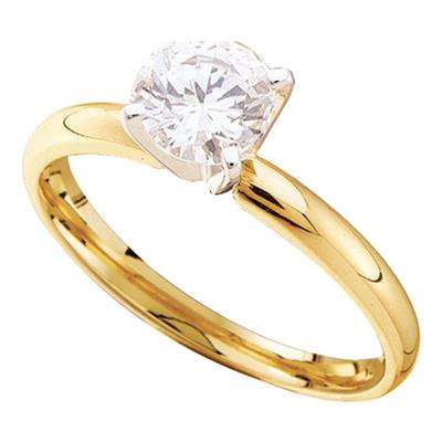 14K YELLOW GOLD ROUND DIAMOND SOLITAIRE EXCELLENT BRIDAL RING 1/4 CTTW (CERTIFIED)