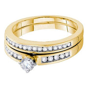 14K YELLOW GOLD DIAMOND BRIDAL WEDDING RING SET 1/2 CTTW