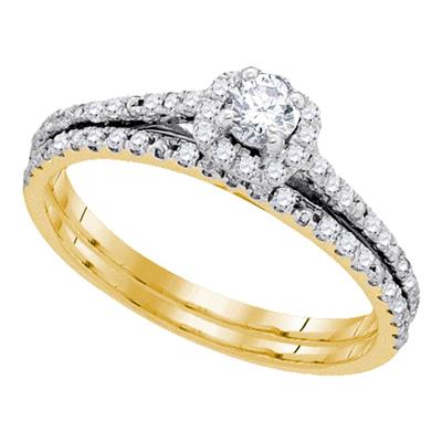 10K DIAMOND BRIDAL WEDDING RING SET 1/2 CTTW (CERTIFIED)