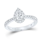14K WHITE GOLD PEAR DIAMOND SOLITAIRE BRIDAL ENGAGEMENT RING 1 CTTW (CERTIFIED)