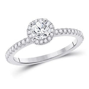 14K DIAMOND HALO BRIDAL ENGAGEMENT RING 7/8 CTTW (CERTIFIED)