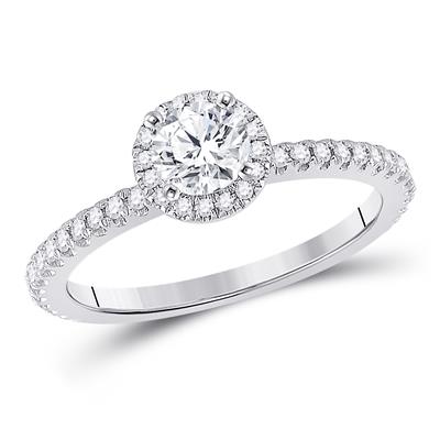 14K DIAMOND HALO BRIDAL ENGAGEMENT RING 7/8 CTTW (CERTIFIED)