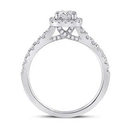 14K WHITE GOLD ROUND DIAMOND HALO BRIDAL ENGAGEMENT RING 1 CTTW (CERTIFIED)