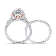 14K EMERALD DIAMOND BRIDAL WEDDING RING SET 1 CTTW (CERTIFIED)