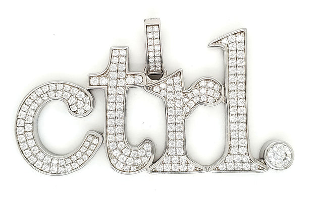 Ctrl Micro Pave Cubic Zirconia Silver Pendant with Rhodium Plating