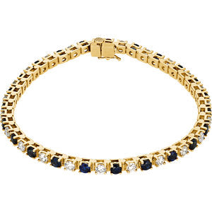 14K Yellow Blue Sapphire & 2 1/3 CTW Diamond Bracelet