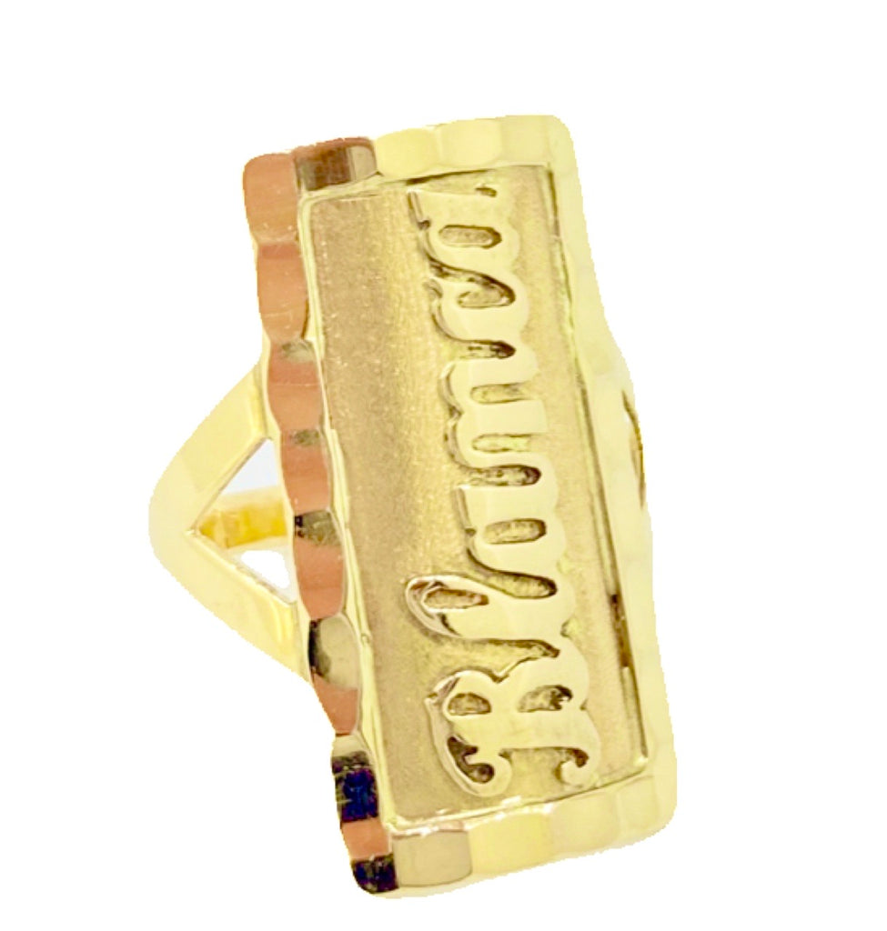 14K Gold and Tightweave Kuro Damascus Steel Signet Men's Ring Custom M |  Revolution Jewelry