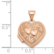 14K Engraved Heart Locket Pendant