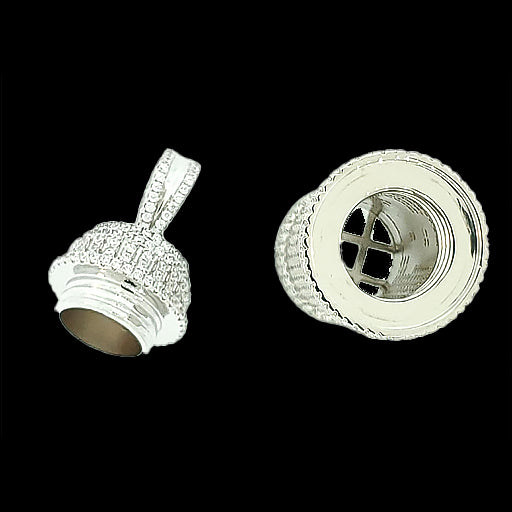 Medicine Rx Bottle Pendant Micro Pave 925 Sterling Silver Rhodium Plating with Cubic Zirconia