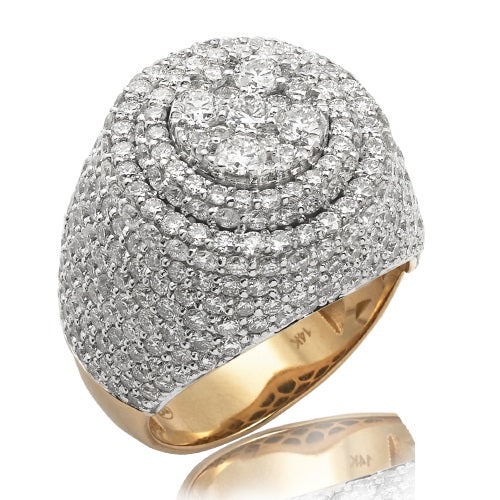 Men's Diamond Cluster Ring 14K Yellow Gold