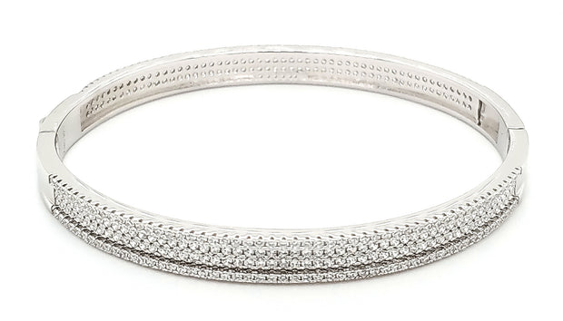 MICRO PAVE 925 STERLING SILVER BANGLE RHODIUM PLATING WITH CUBIC ZIRCONIA