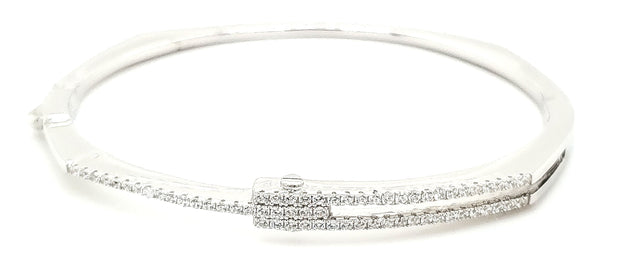 MICRO PAVE 925 STERLING SILVER BANGLE RHODIUM PLATING WITH CUBIC ZIRCONIA