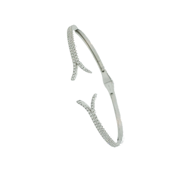 Micro Pave 925 Sterling Silver Bangle Rhodium Plating with Cubic Zirconia