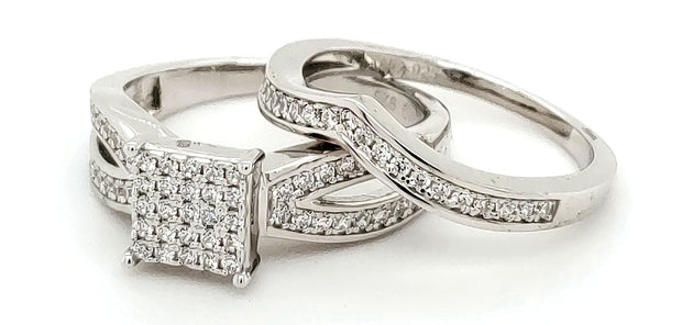 MICRO PAVE 925 STERLING SILVER BRIDAL SET RHODIUM PLATING WITH CUBIC ZIRCONIA