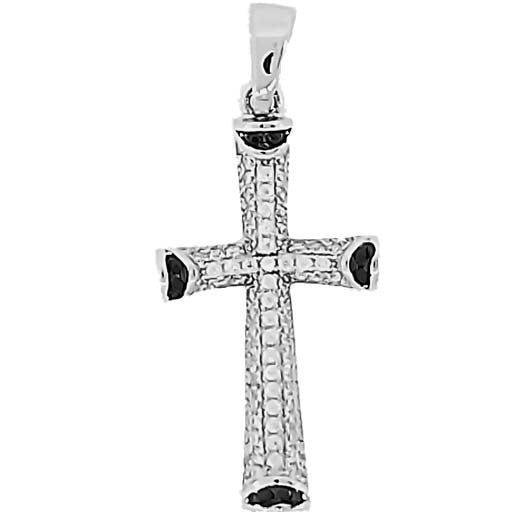 Micro Pave 925 Sterling Silver Cross Rhodium Plating with Black and White Cubic Zirconia