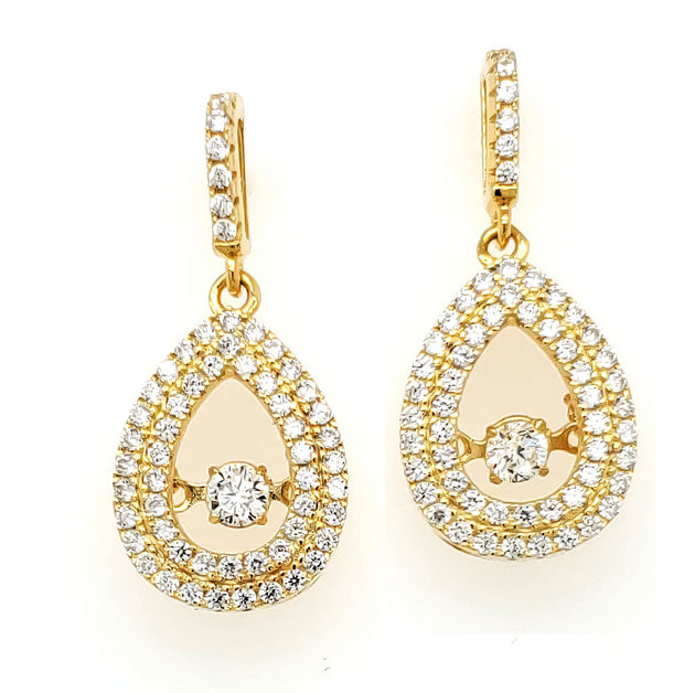 MICRO PAVE 925 STERLING SILVER DANGLE EARRING RHODIUM PLATING WITH CUBIC ZIRCONIA