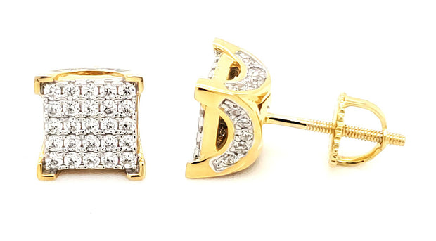 Micro Pave 925 Sterling Silver Earring 14K Yellow Gold Plating with Cubic Zirconia