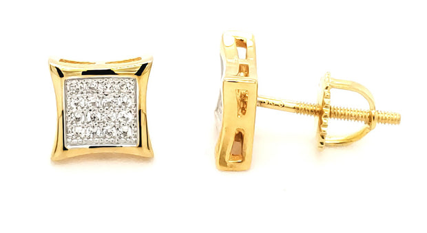 MICRO PAVE 925 STERLING SILVER EARRING 14K YELLOW GOLD PLATING WITH CUBIC ZIRCONIA