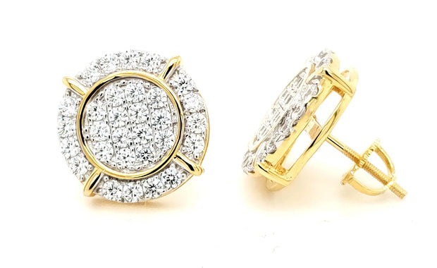 MICRO PAVE 925 STERLING SILVER EARRING 14K YELLOW GOLD PLATING WITH CUBIC ZIRCONIA