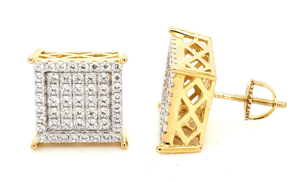 MICRO PAVE 925 STERLING SILVER EARRING 14K YELLOW GOLD PLATING WITH CUBIC ZIRCONIA