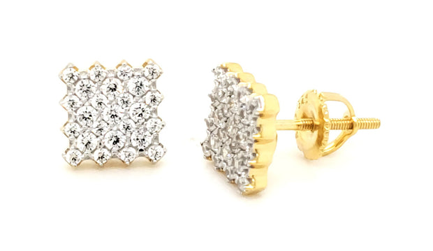 MICRO PAVE 925 STERLING SILVER EARRING 14K YELLOW GOLD PLATING WITH CUBIC ZIRCONIA